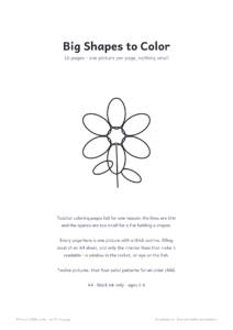Big Shapes to Color cover page with a six-petal pattern