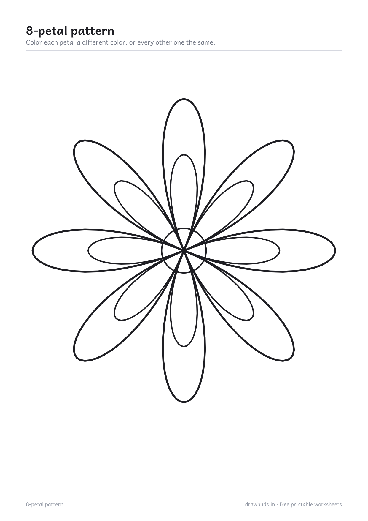 Coloring page with an eight-petal pattern to color