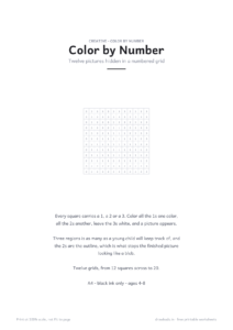 Color by Number cover page showing a heart in a numbered grid