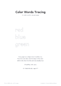 Color Words Tracing cover page