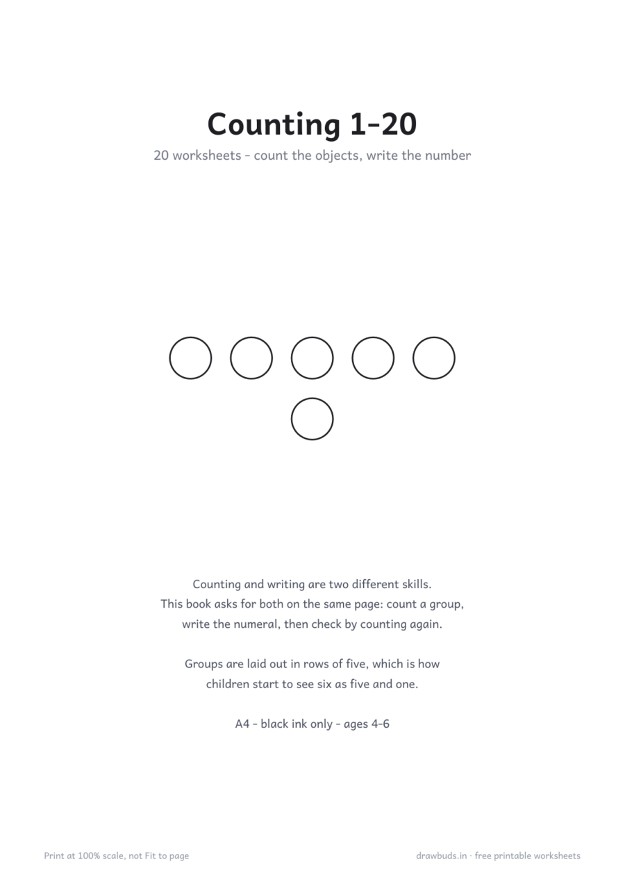Counting Worksheets 1-20 — printable PDF page preview