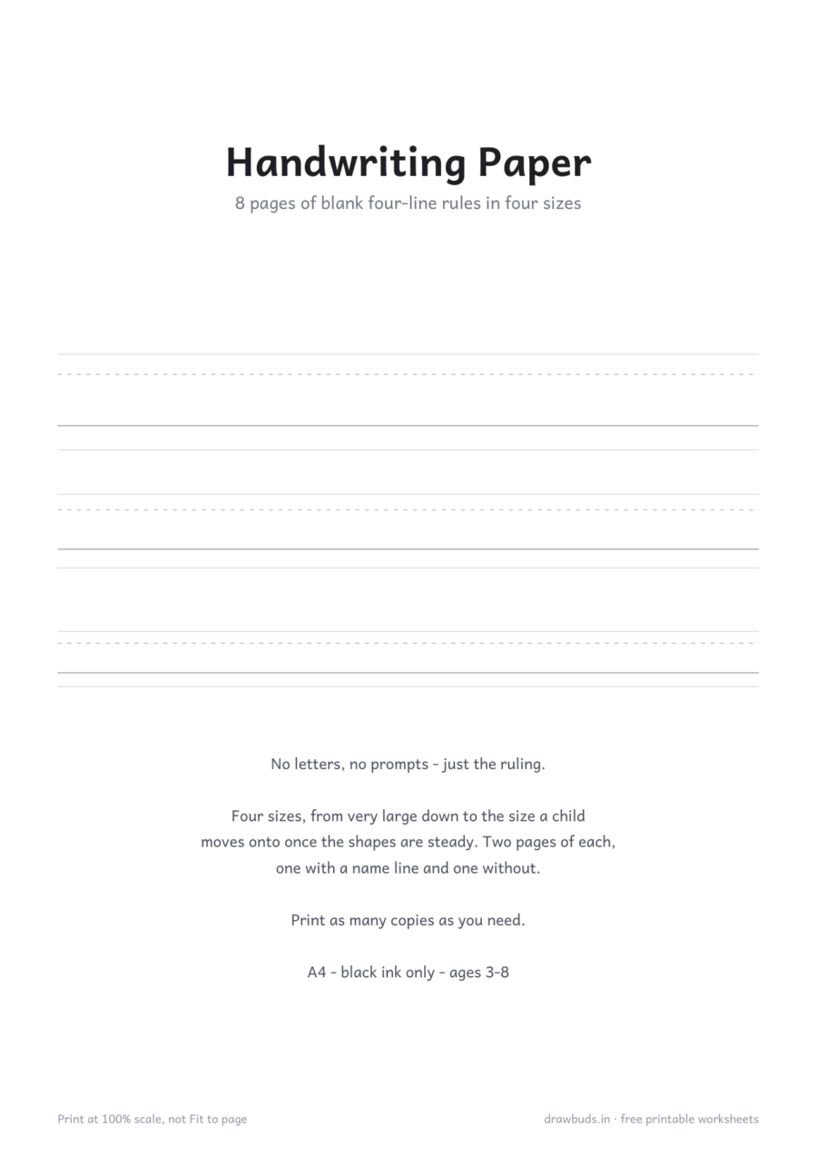 Handwriting Practice Paper — printable PDF page preview