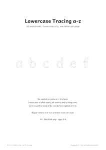 Lowercase Tracing a-z cover page