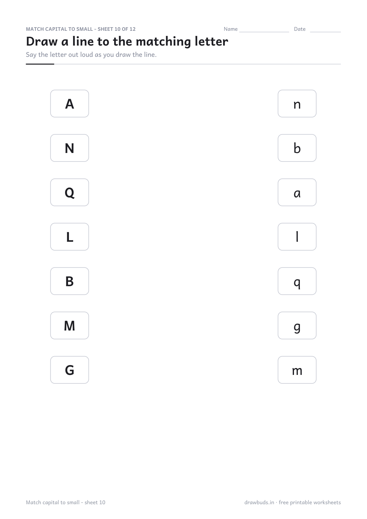 Matching worksheet using only the confusable letters