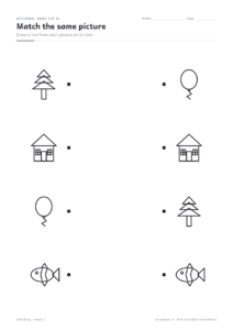Nursery matching worksheet: draw a line between two identical pictures