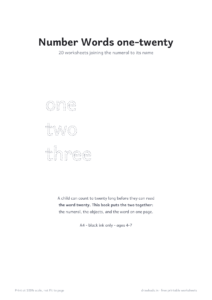Number Words one-twenty cover page