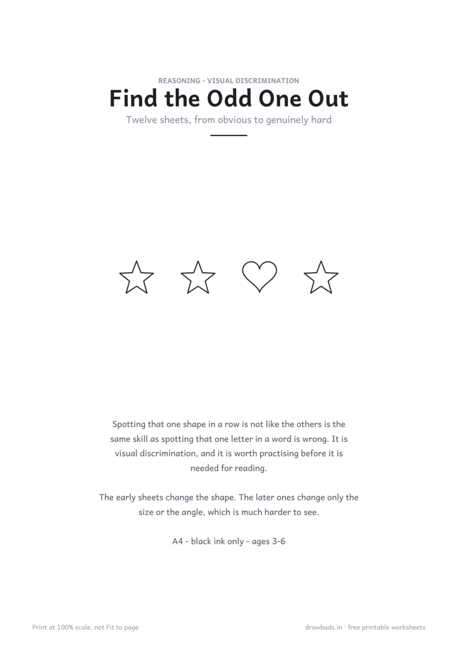 Find the Odd One Out — printable PDF page preview