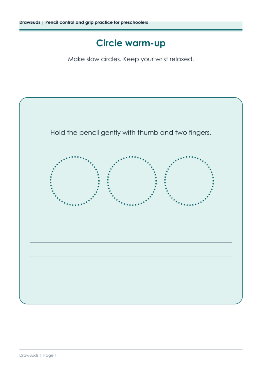 Pencil Control and Grip Practice for Preschoolers — printable PDF page preview