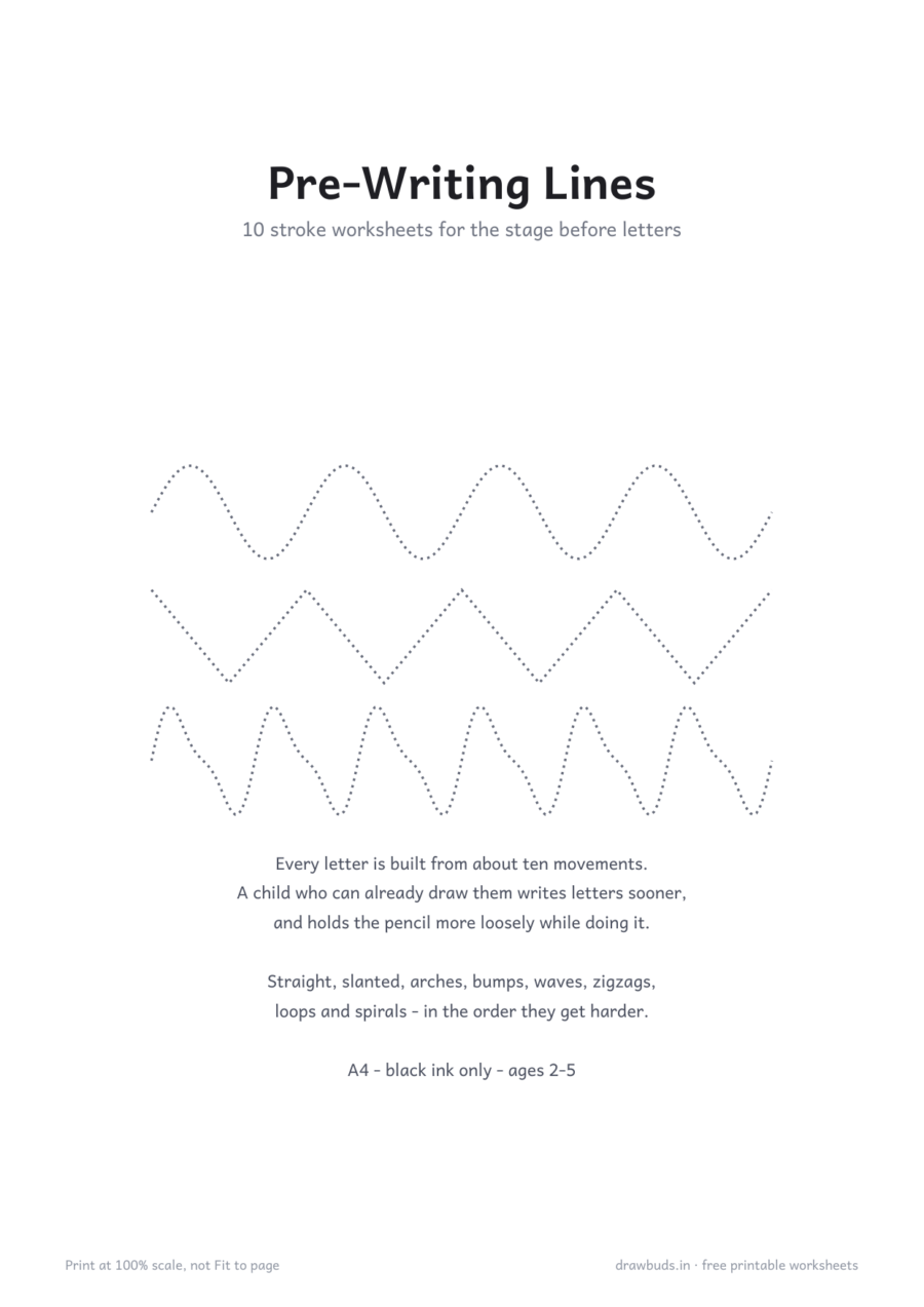 Pre-Writing Line Tracing Worksheets — printable PDF page preview