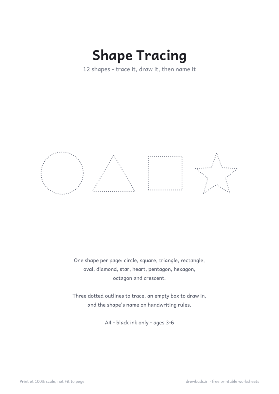 Shape Tracing Worksheets — printable PDF page preview