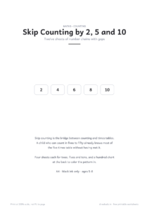 Skip Counting cover page showing 2, 4, 6, 8, 10