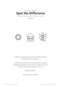 Spot the Difference cover page with three small pictures