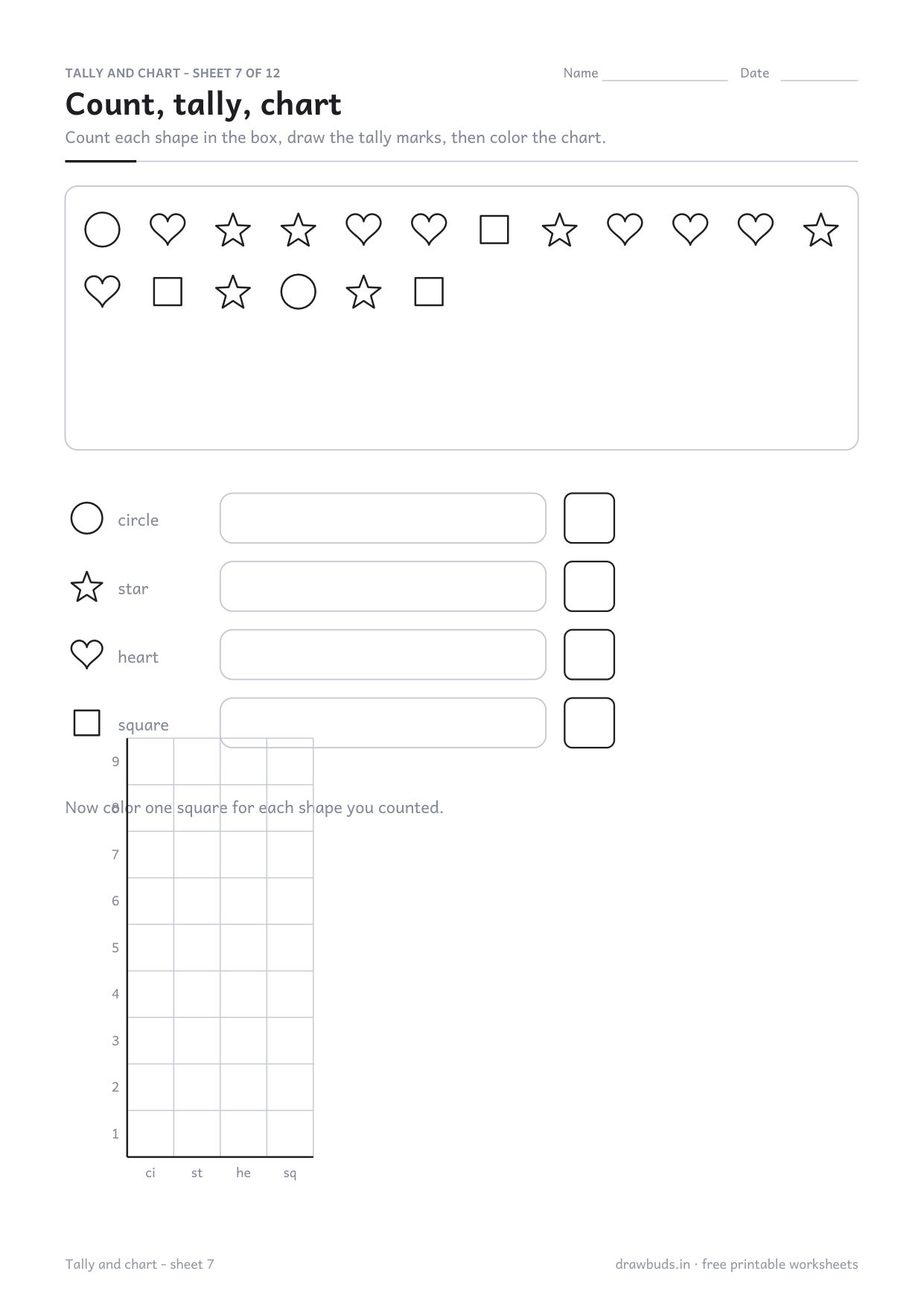 A second data worksheet with a different mix of shapes