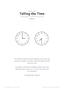 Telling the Time cover page with two clock faces
