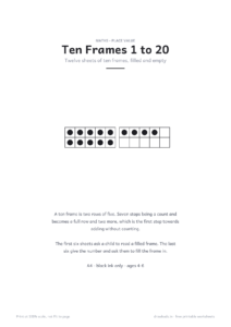 Ten Frames cover page showing a full frame and a part-filled one