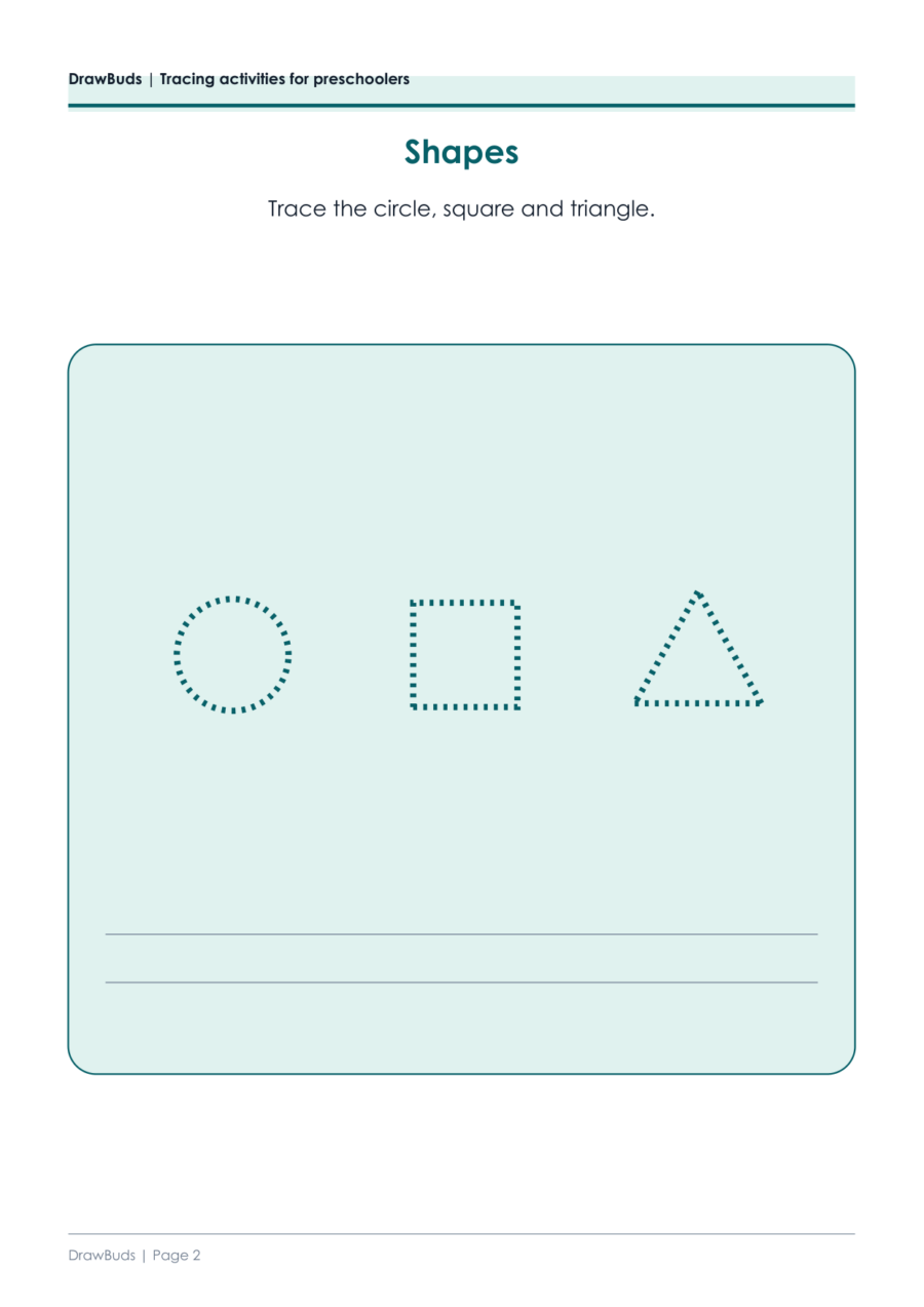 Tracing Activities for Preschoolers — printable PDF page preview