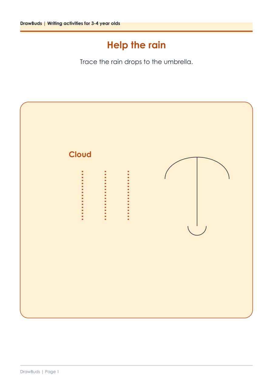 Writing Activities for 3-4 Year Olds — printable PDF page preview