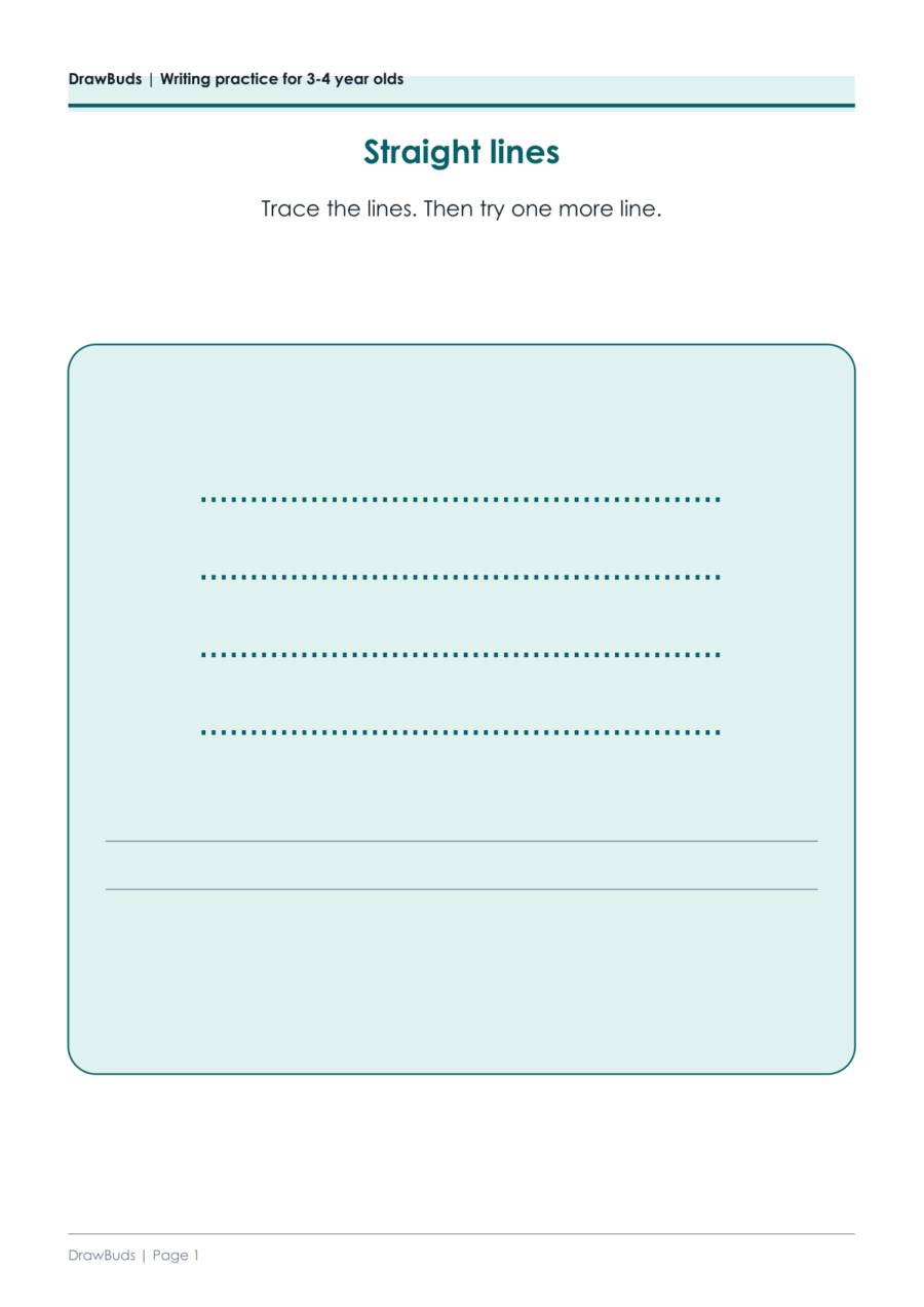 Writing Practice for 3-4 Year Olds — printable PDF page preview